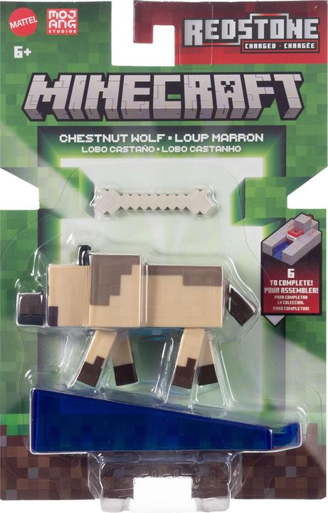 Actual product image Mattel Minecraft Redstone Charged Chestnut Wolf Figure