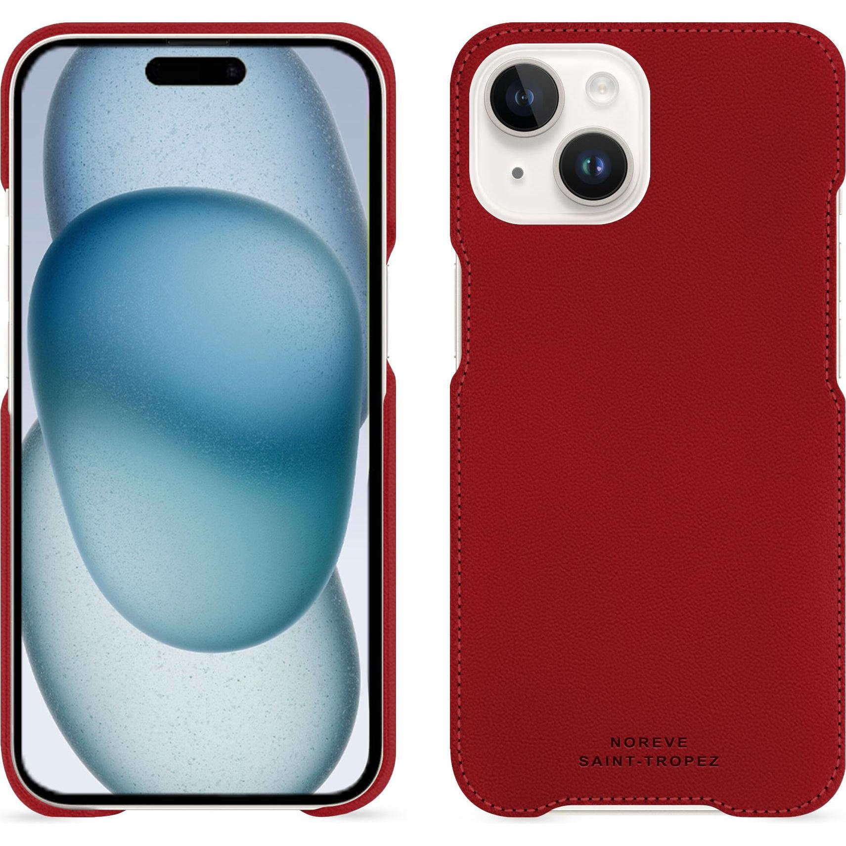 Noreve Lederschutzhülle (Apple iPhone 15), Smartphone Hülle, Rot