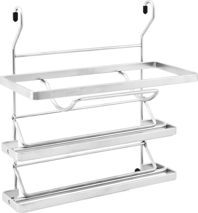 Actual product image Kesseböhmer Wall roll holder for kitchen rolls Aluminium and cling film Stainless steel effect