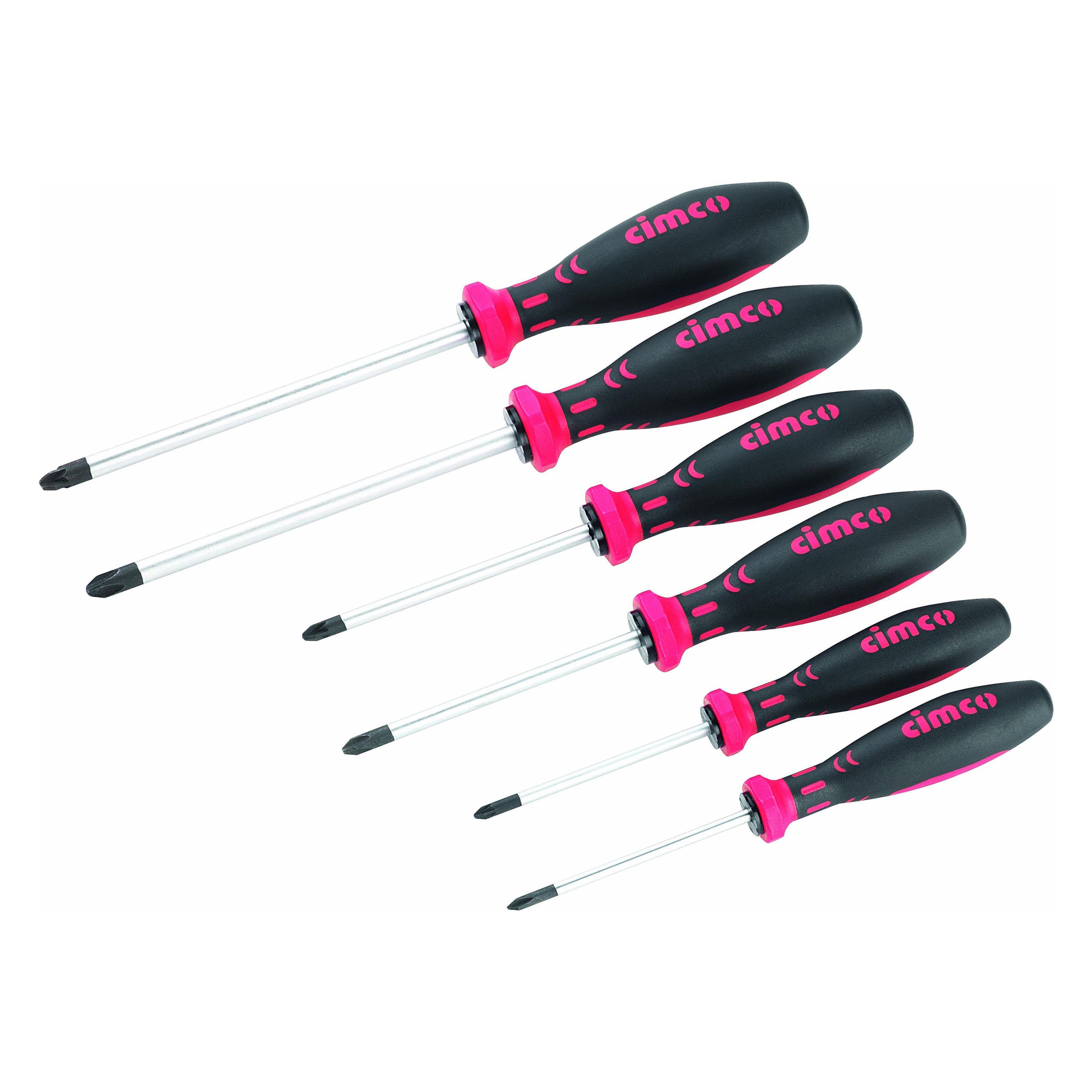 Cimco Multicolore Cacciavite, Assortimento Di Cacciaviti A Croce 6 Pezzi Phillips E Pozidriv (Cacciavite A Croce Pz, Fessura Croce Phillipps (Ph))