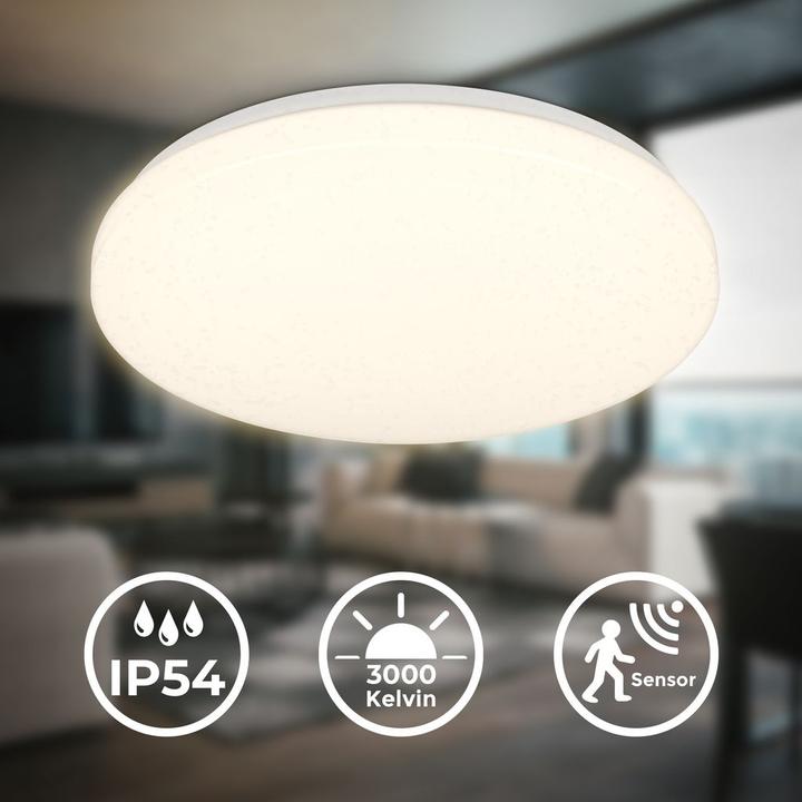 Produktbild B.K.Licht LED Deckenleuchte, Mikrowellensensor, white, LED/13W, IP54 (1300 lm)