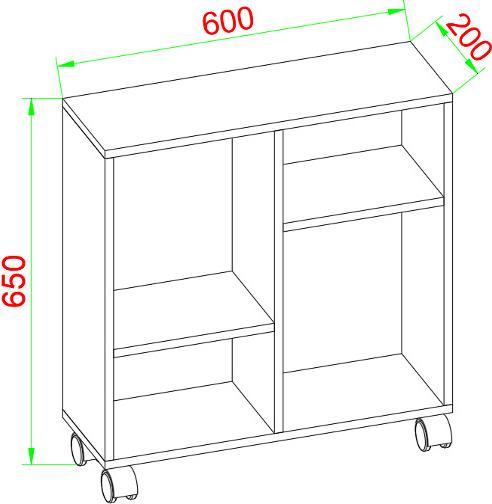 Produktbild VCM Holz Nischenschrank Regal Rollen Nischenregal Beistelltisch Raumteiler Dremala (60 x 20 x 20 cm)