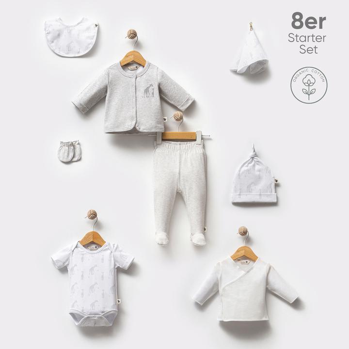 Produktbild TotsTale Premium 8-tlg. Newborn Starter-Set – Babykleidung aus Bio-Baumwolle – Geschenk zur Geburt (50, 56, 62, 68)