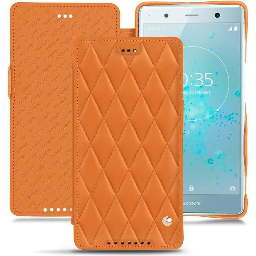Noreve Lederschutzhülle horizontal (Sony Xperia XZ2 Premium), Smartphone Hülle, Orange