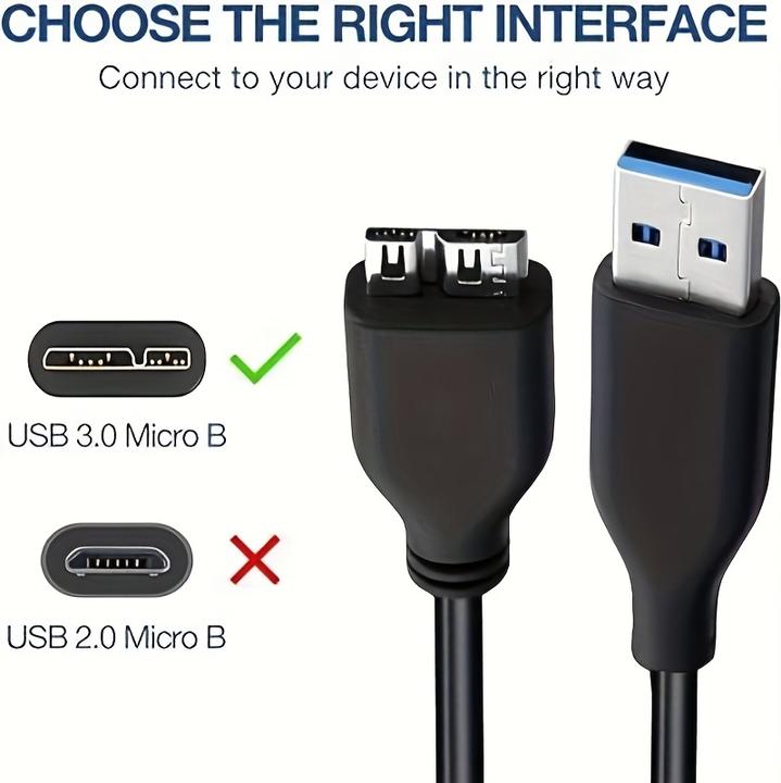 Produktbild PhoneLook USB A 3.0 zu Micro USB B Datenkabel schnell (4,8 Gbps) für externe Festplatten (1 m) (1 m, USB 3.2 Gen 1, 4.80 W)