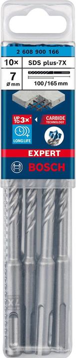 Immagine prodotto Bosch Professional Zubehör Trapano a percussione Expert SDS plus-7X, 7 x 100 x 165 mm, 10 pezzi. (7 mm)