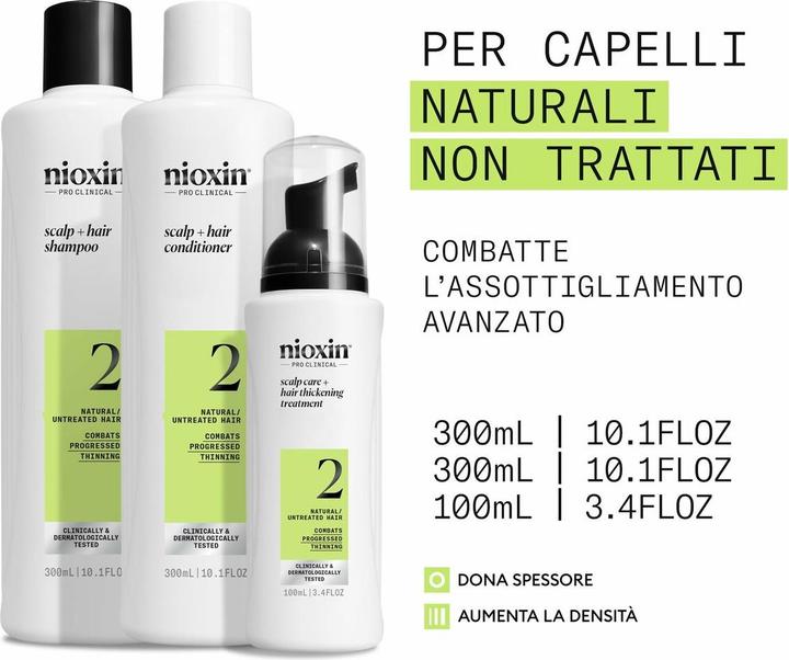 Image du produit Nioxin Kit système 2 - 300 ml de shampooing, 300 ml d'après-shampooing, 100 ml de traitement (Kit de soins capillaires)