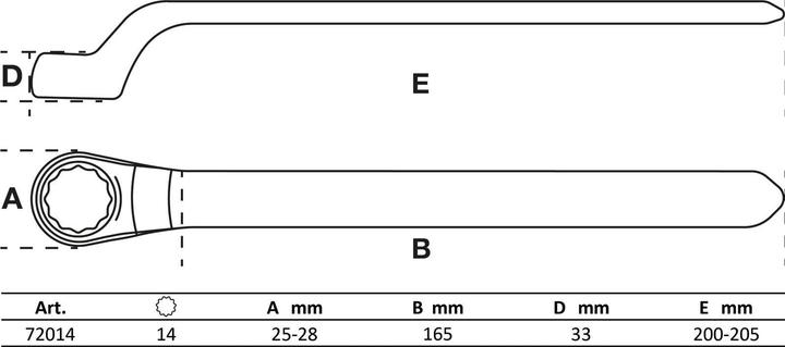 Immagine prodotto BGS Chiave ad anello semplice per elettricisti gomito stretto 14 mm (14 mm)