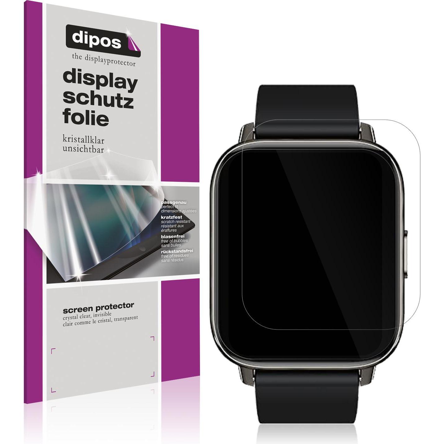 Dipos Displayschutzfolie Crystalclear, Smartwatch Schutzfolie, Transparent