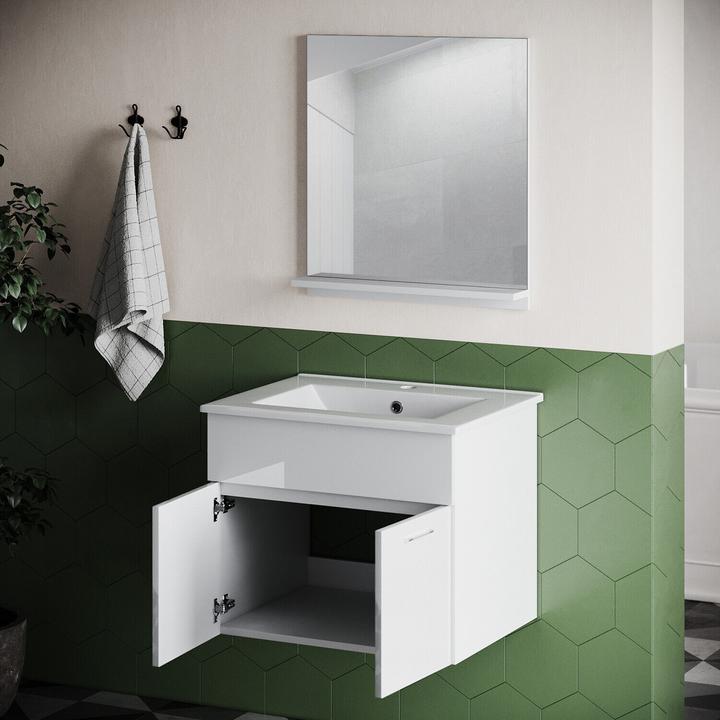 Produktbild SONNI Badmöbel-Set mit Unterschrank, Badmöbel 60cm Hochglanz 2-teiliges Set