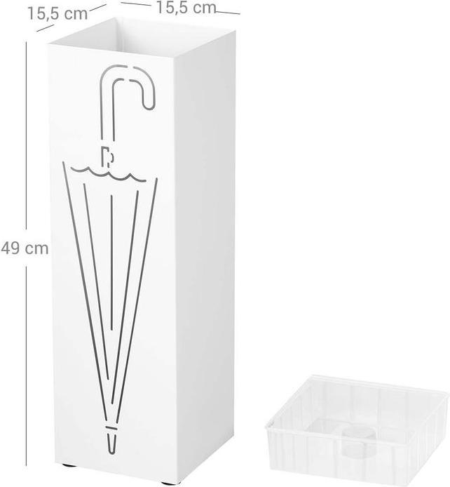 Image du produit Songmics Porte-parapluies avec motif 49 cm, blanc (15,5 x 15,5 x 49 cm)