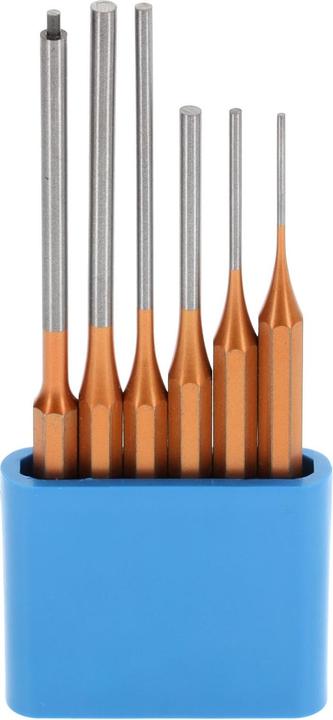 Image du produit Gedore Jeu de chasse-goupilles avec support PVC, 6 pièces, forme longue, acier/peinture, argent/cuivre