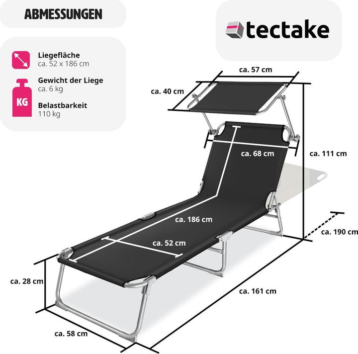Produktbild tectake Gartenliege (190 cm)
