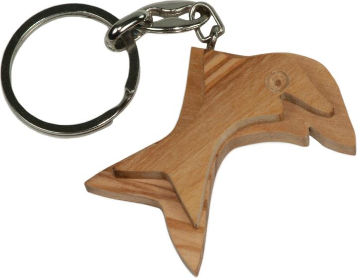 Actual product image Natura Punto Keychain dolphin, olive wood, brown, 5 x 5cm