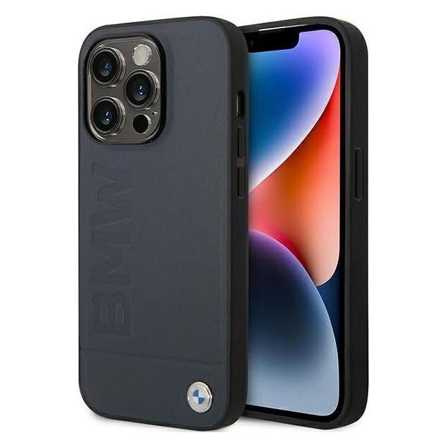 Bmw Etui BMHMP14XSLLNA IPhone 14 Pro Max 6, 7" Granatowy/navy Hardcase Leather Hot Stamp MagSafe (Apple IPhone 14 Pro Max), Smartphone Hülle, Blau