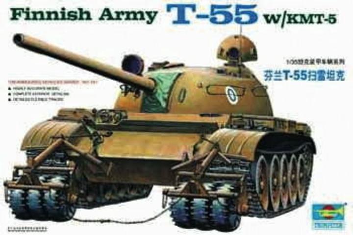 Actual product image Trumpeter Finnish tank T-55 with minesweeper