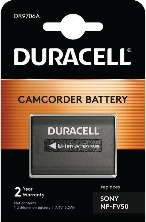 Actual product image Duracell Li-Ion battery 650 mAh for Sony NP-FV50 (Camera battery)