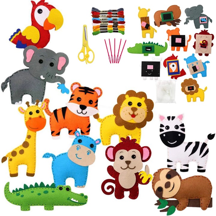 Image du produit Activity Board DIY couture Feutre Animaux Kit de couture Forêt Créatures Peluche Ornements Craft Kit Educatif DIY