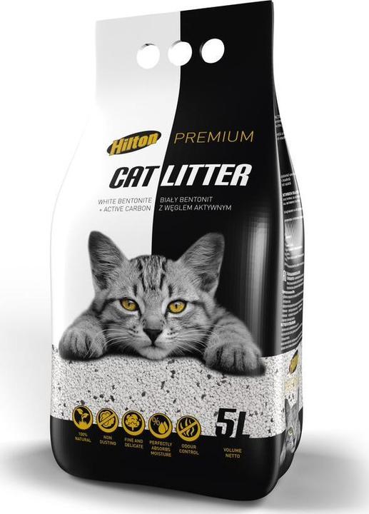 Image du produit Hilton Bentonite avec charbon actif blanc - Litière pour chats - 5 l (Absorption rapide, 9.90 kg)