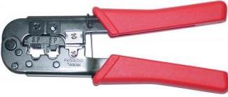 Actual product image FixPoint Crimping pliers for modular plugs incl. cable cutter and wire stripper, red, black (116 mm)
