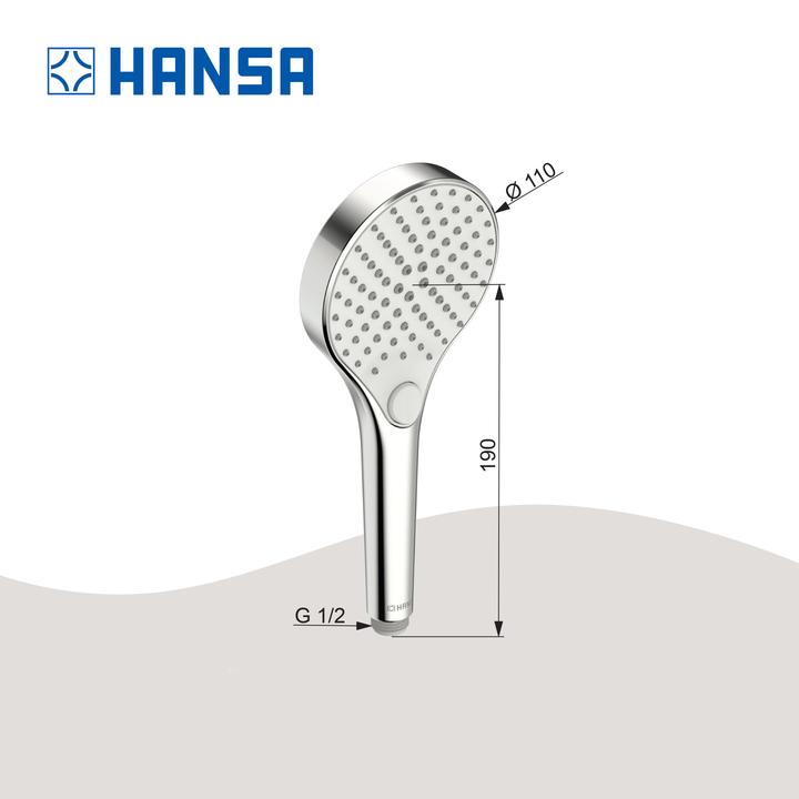 Image du produit Hansa VIVA Handbrausen, Eco, ronde, diamètre 110mm, 3 jets, chrome, 44350300 (3 Types de jets)