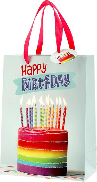 Image du produit Natura Punto Sac cadeau en papier kraft avec anse et pendentif, Happy Birthday Torte, 17 x 23 x 9 cm (1x)