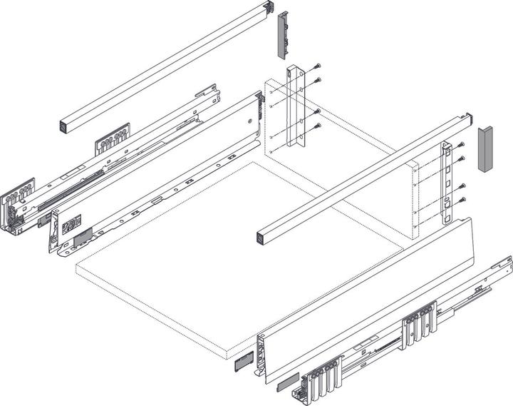 Produktbild Blum Frontschubkasten Komplett-Set Merivobox M/E, mit Reling, mit Korp