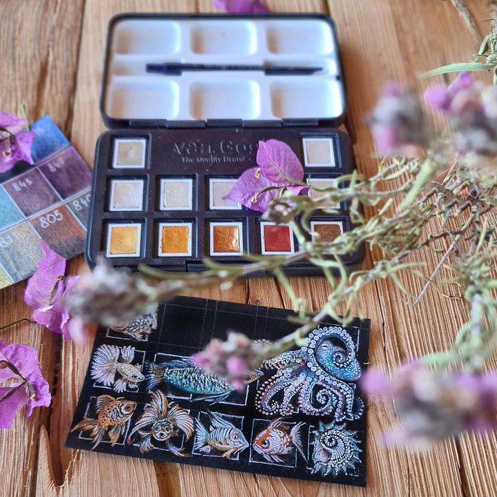 Actual product image Van Gogh Watercolour Pocketbox Metallic 12