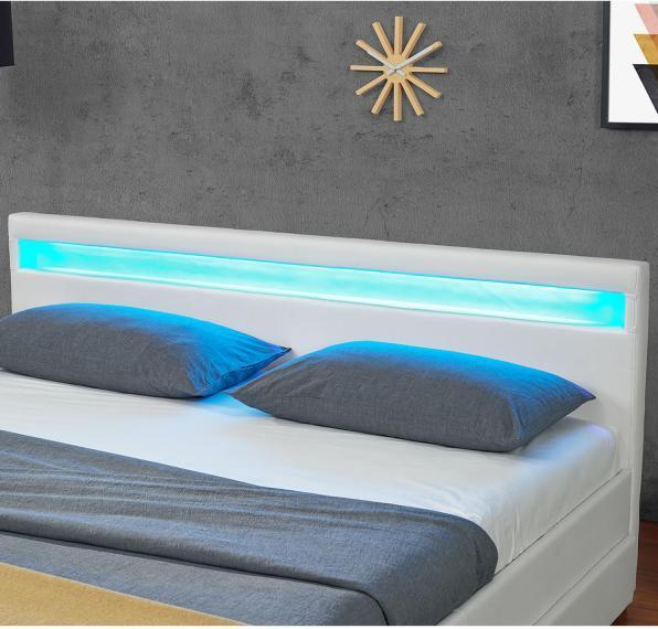 Actual product image Juskys Lyon upholstered bed with bed base and LED lighting (180 x 200 cm)