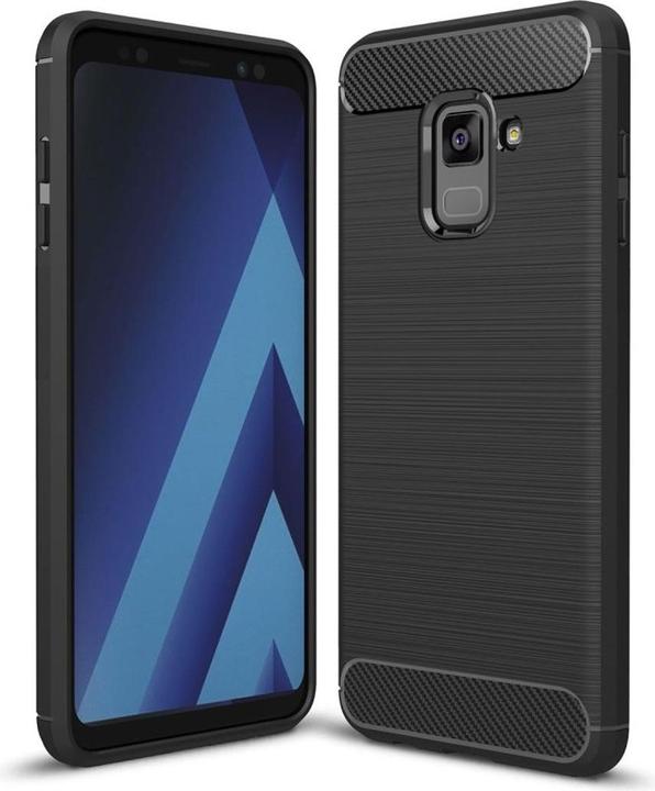 Produktbild König Design Hülle Handy Schutz für Samsung Galaxy A8 Plus (2018) Case Cover Carbon Schwarz (Samsung Galaxy A8 (2018))