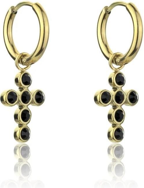 Image du produit Marc Malone - Boucles d'oreilles croisées plaquées or Avianna Noir MCE23120G (Plaqué or)