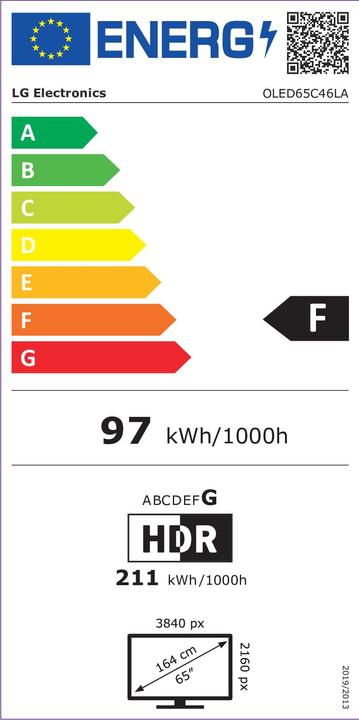 Label énergétique LG OLED65C46LA (65", C4, OLED, 4K, 2024)