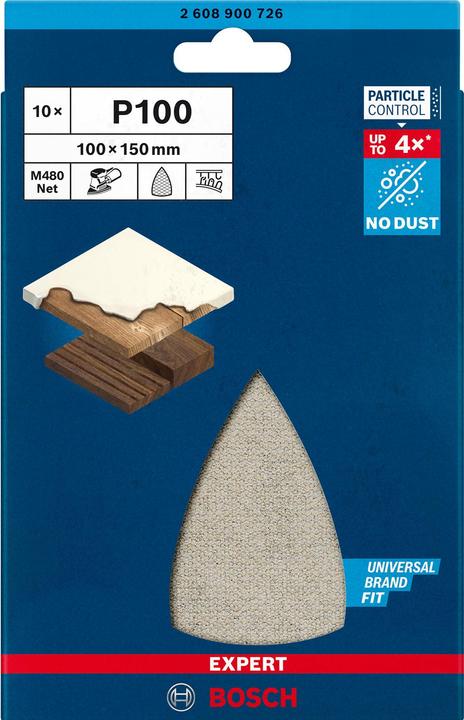 Image du produit Bosch Professional Zubehör Filet de ponçage pour ponceuse multiple EXPERT M480, non perforé, grain 100 (L x l) 150 mm 10 pcs. (100)