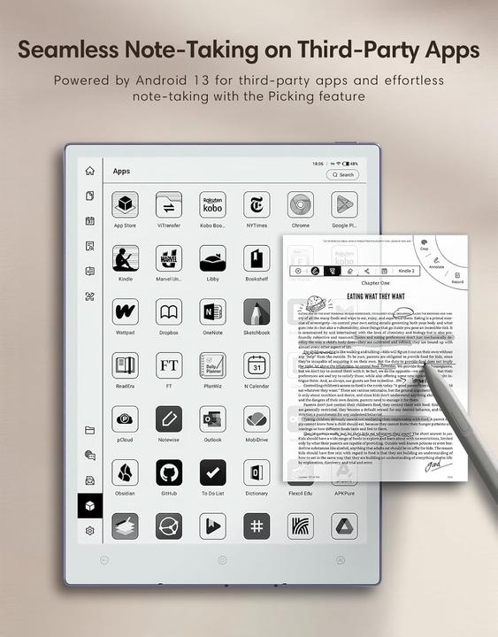 Actual product image Viwoods AiPaper (WLAN only, 10.65", 128 GB, Grey, White)