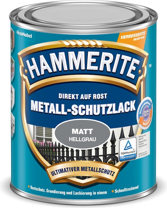Produktbild Hammerite Metall-Schutzlack Hellgrau Matt (750 ml, Hellgrau)