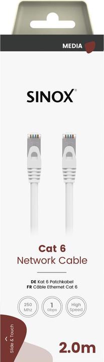 Image du produit Sinox Câble Cat6e. 2m. Hvid (U/UTP, CAT6, 2 m)