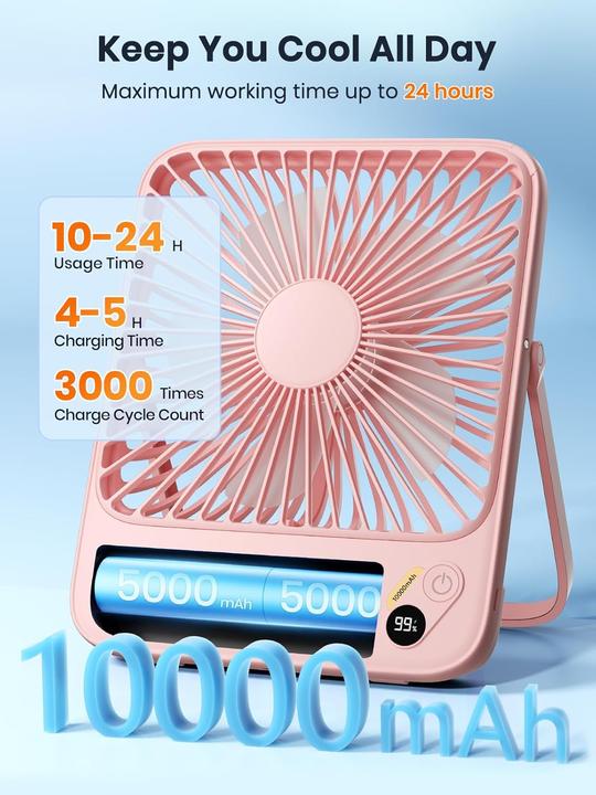 Produktbild Warmco Tragbarer Akku-Tischventilator (40 dB)