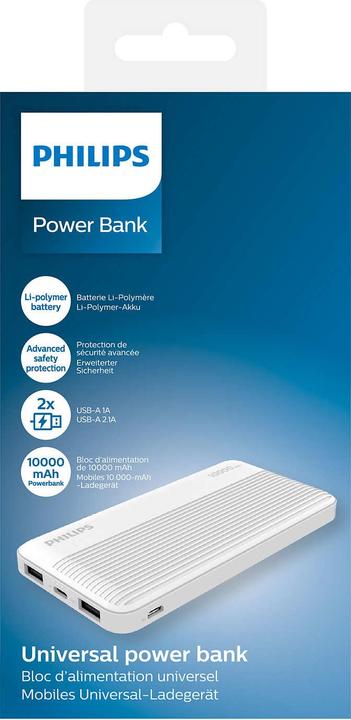 Produktbild Philips DLP7719N/00 - Power Bank mit 2 USB Eingang und USB-C Eingang - LED Indicator - 10000 mAh - W (10000 mAh, 37 W, 37 Wh)