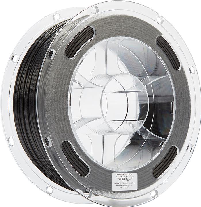 Actual product image Polymaker PolyMide PA12-CF Black 1.75mm 500g (Carbon, Nylon, 1.75 mm, 500 g)
