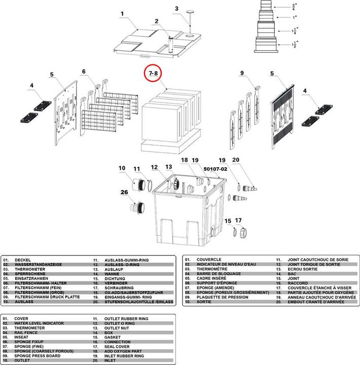 Immagine prodotto SunSun CBF-350 ricambio set completo spugne filtro bio per laghetto