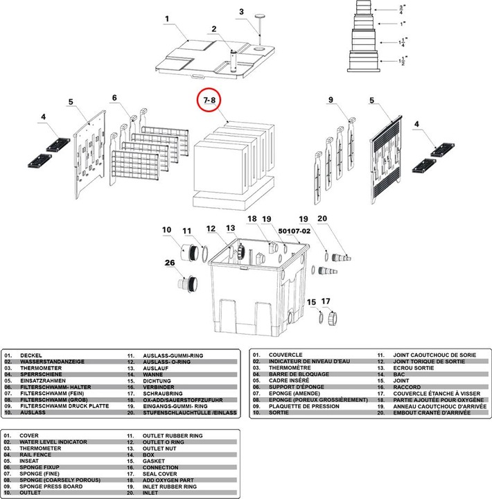 Immagine prodotto SunSun CBF-350 ricambio set completo spugne filtro bio per laghetto