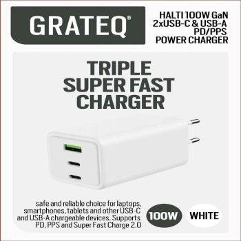 Grateq HALTI WALLCHARGER GaN PD/PPS 2xUSB-C/1xUSB-A 100W (100 W, 3 Ports) (83100SF)