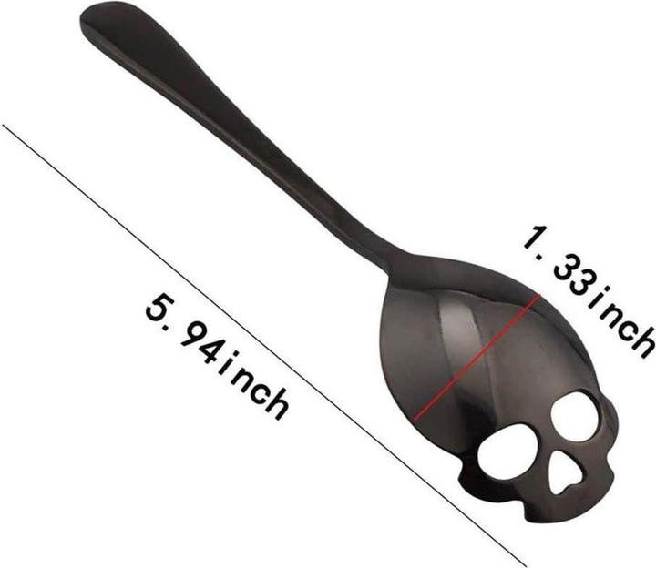 Produktbild JTI Schwarzer Kaffeelöffel - Totenkopf - Edelstahl (1 Stk., Löffel)