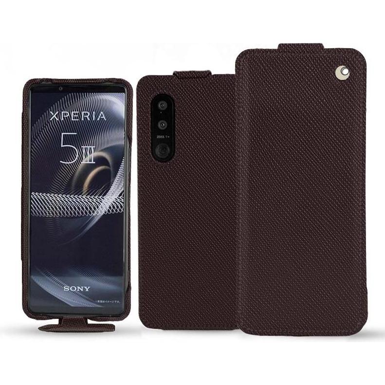 Noreve Lederschutzhülle vertikal (Sony Xperia 5 III), Smartphone Hülle, Braun