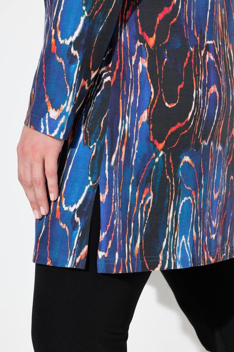 Immagine prodotto Ulla Popken Maglia dal taglio lungo con fantasia pitonata, scollo a tunica e maniche lunghe (50, 52)