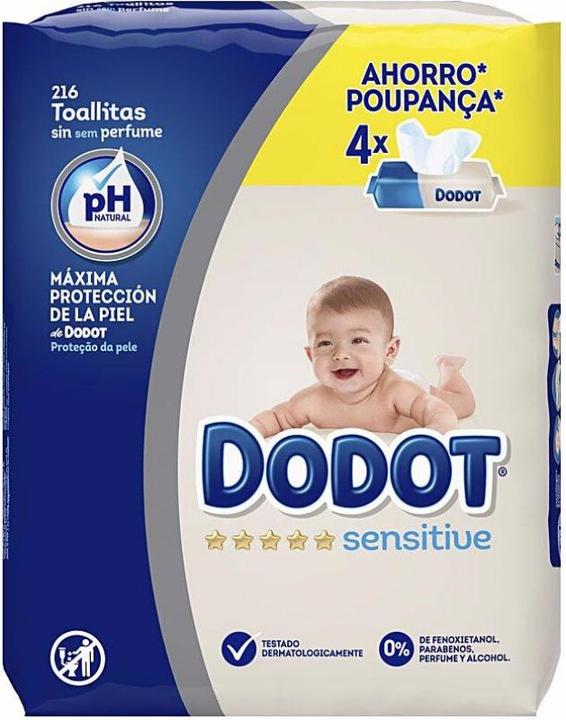 Dodot SENSITIVE PH naturel toallitas húmedas 216 uds (1 x 54 pcs)