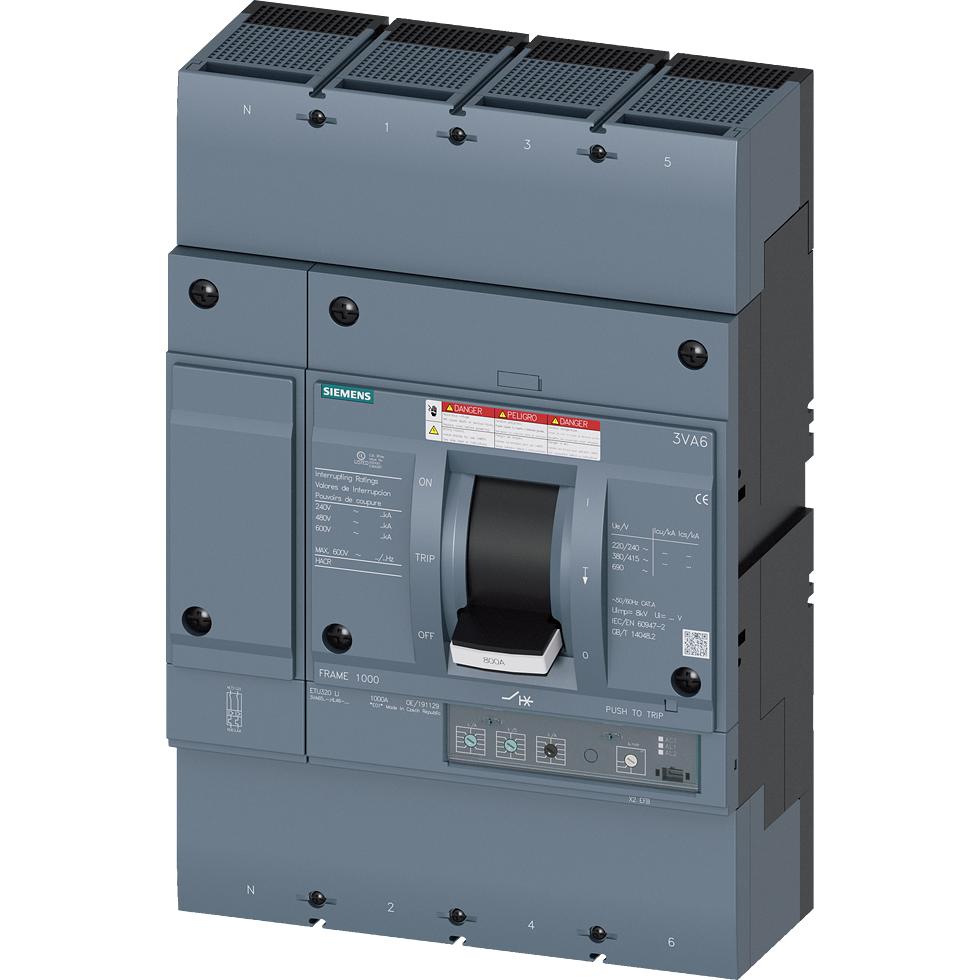 Siemens, Schutzschalter, Leistungsschalter 3VA6 UL Frame 800 Schaltvermögenklasse M 35kA @ 480 V 4-polig 3VA65805HL460AA...