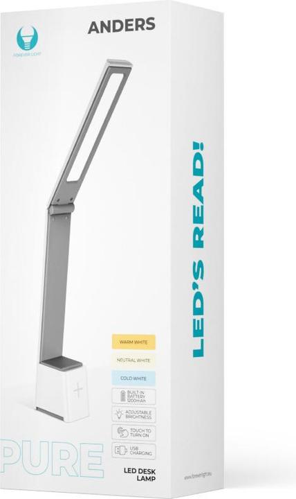 Actual product image Forever Light Desk LED Lamp 5W foldable PURE FLB-110 ANDERS white-grey