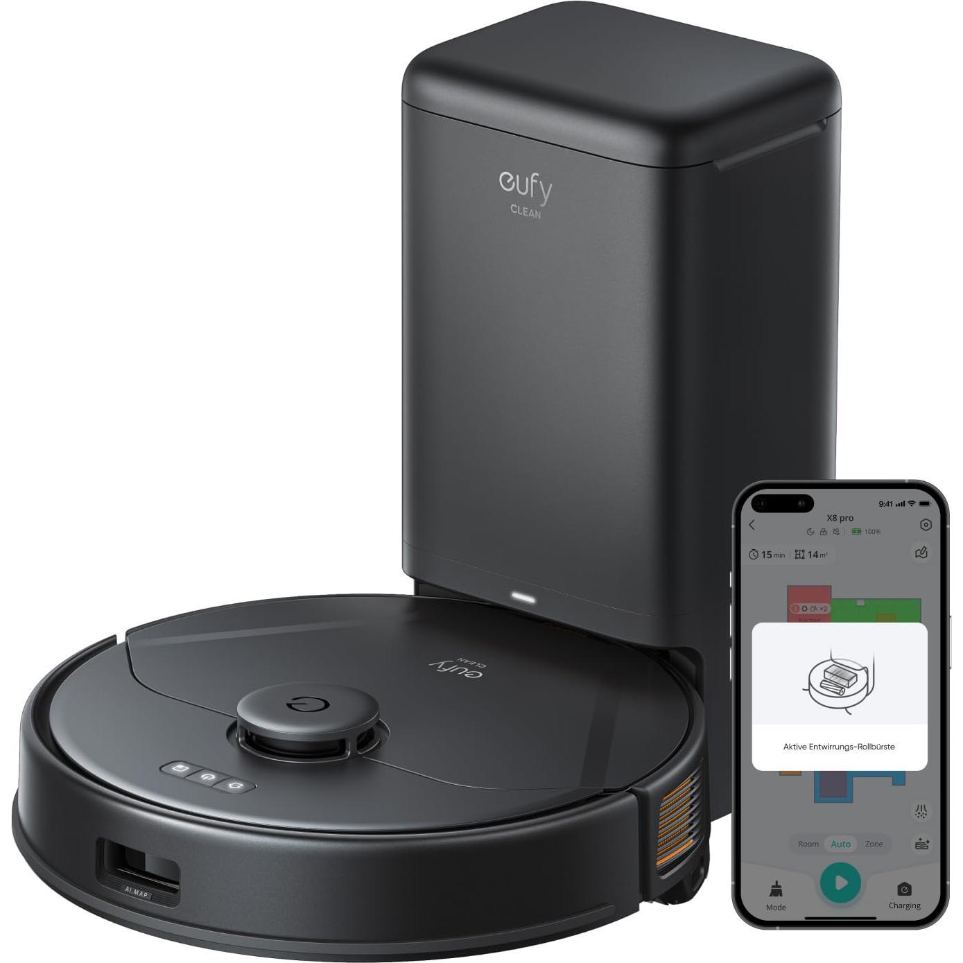 Eufy Clean X8 Pro, Robot Aspirapolvere, Nero