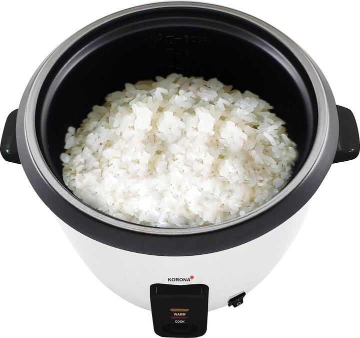 Image du produit Korona 58010 Cuiseur de riz Blanc, Noir Revêtement antiadhésif, avec fonction vapeur, avec gobelet gradué
